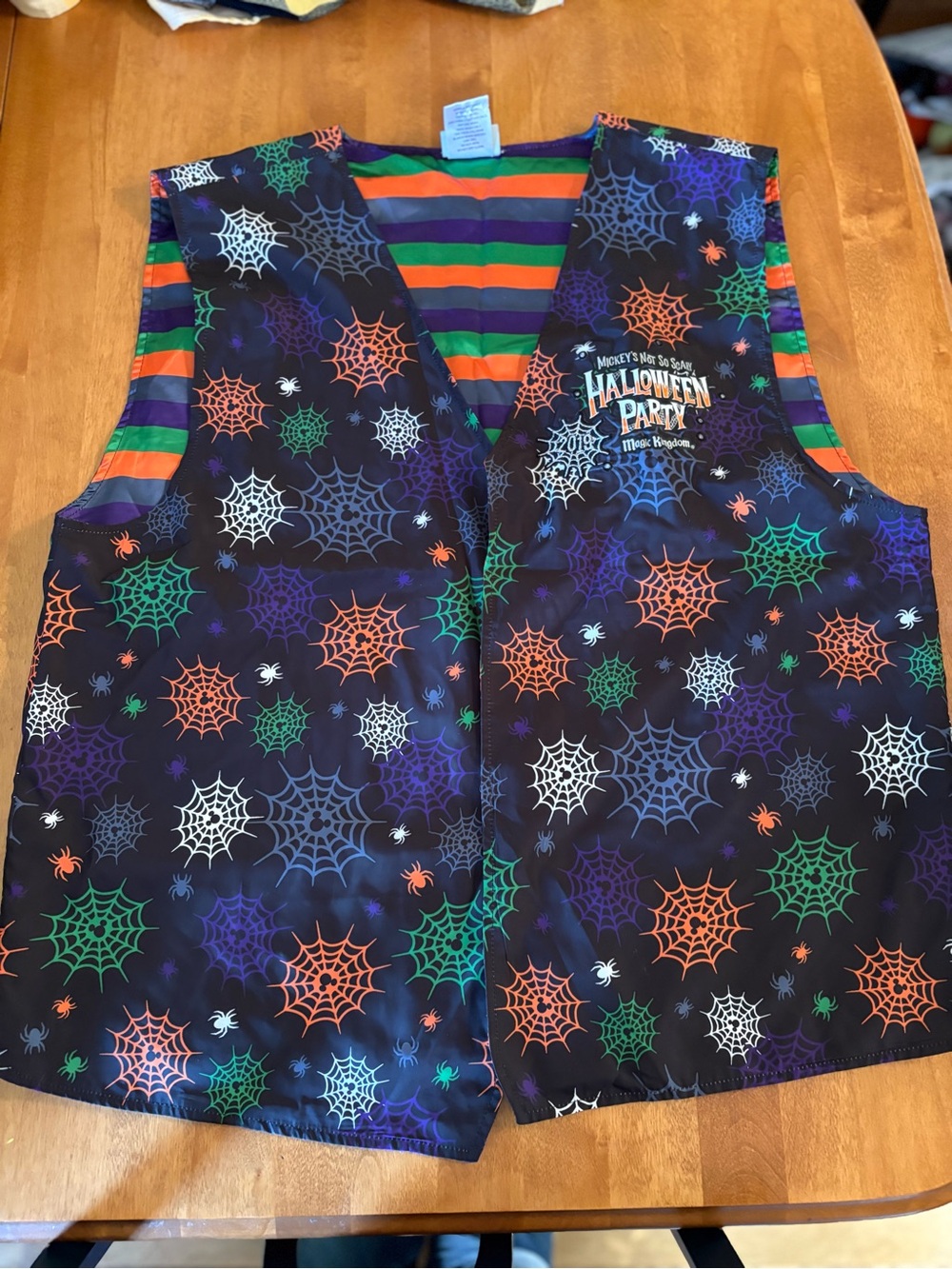 Disney Black Halloween Spiderweb Vest with Orange, Green, with lights
